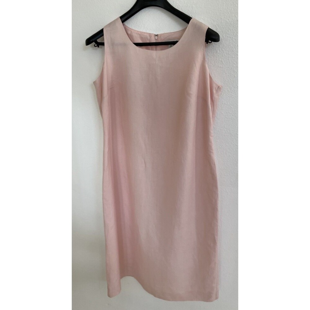 Coldwater Creek Pastel Pink Linen Blend Sleeveless Shift Midi Dress Plus Sz W18